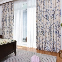 Amerikanske Gardiner Med Blomsterprint Og Mørklægningsgardiner