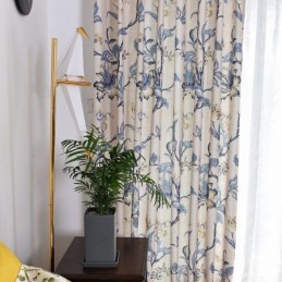 Amerikanske Gardiner Med Blomsterprint Og Mørklægningsgardiner