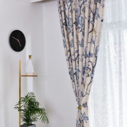 Amerikanske Gardiner Med Blomsterprint Og Mørklægningsgardiner