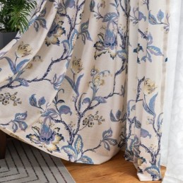 Amerikanske Gardiner Med Blomsterprint Og Mørklægningsgardiner