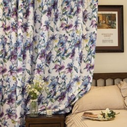 Gardin Efter Mål Blomsterprint Amerikanske Semi-Mørklæggende Gardiner