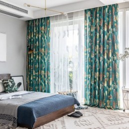 Polybomuldsgardin, Skræddersyet Gardin, Amerikanske Halvmørklæggende Gardiner Med Fjerprint