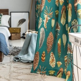 Polybomuldsgardin, Skræddersyet Gardin, Amerikanske Halvmørklæggende Gardiner Med Fjerprint