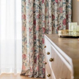 Gardin I Polybomuld, Specialfremstillet, Mørklægningsgardiner Med Amerikansk Blomsterprint