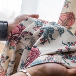Gardin I Polybomuld, Specialfremstillet, Mørklægningsgardiner Med Amerikansk Blomsterprint