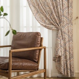 Polycotton Trykte Gardiner Med Mørklægningsgardiner I Amerikansk Vintage Mønster