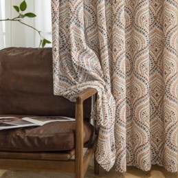 Polycotton Trykte Gardiner Med Mørklægningsgardiner I Amerikansk Vintage Mønster