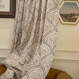 Polycotton Trykte Gardiner Med Mørklægningsgardiner I Amerikansk Vintage Mønster
