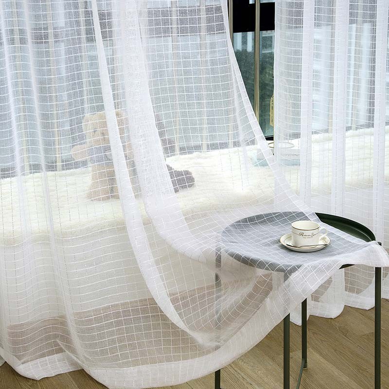 Nordisk Enkelt, Transparent Gardin, Skræddersyet, Hvidt Tern, Jacquard, Stof Til Stue, Soveværelse