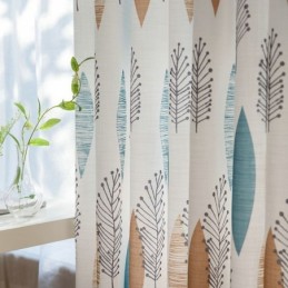 Kontrastfarvet Mørklægningsgardin Til Rum, Specialfremstillet Gardin, Miljøbeskyttelse, Bladprint, Mørklægningsgardin