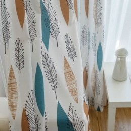 Kontrastfarvet Mørklægningsgardin Til Rum, Specialfremstillet Gardin, Miljøbeskyttelse, Bladprint, Mørklægningsgardin