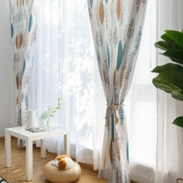 Kontrastfarvet Mørklægningsgardin Til Rum, Specialfremstillet Gardin, Miljøbeskyttelse, Bladprint, Mørklægningsgardin