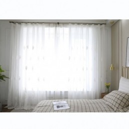 Åndbart, Transparent Gardin, Skræddersyet Gardin, Hvid, Alle Matchende, Broderet, Stue