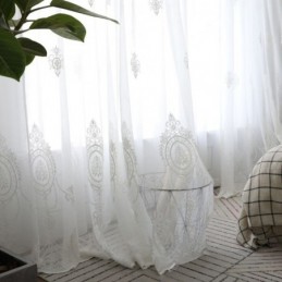 Åndbart, Transparent Gardin, Skræddersyet Gardin, Hvid, Alle Matchende, Broderet, Stue