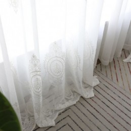 Åndbart, Transparent Gardin, Skræddersyet Gardin, Hvid, Alle Matchende, Broderet, Stue