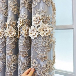 Mørklægningsgardiner I Europæisk Stil Med Blomsterbroderi Og Integreret Transparent Stof
