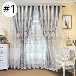 Mørklægningsgardiner I Europæisk Stil Med Blomsterbroderi Og Integreret Transparent Stof