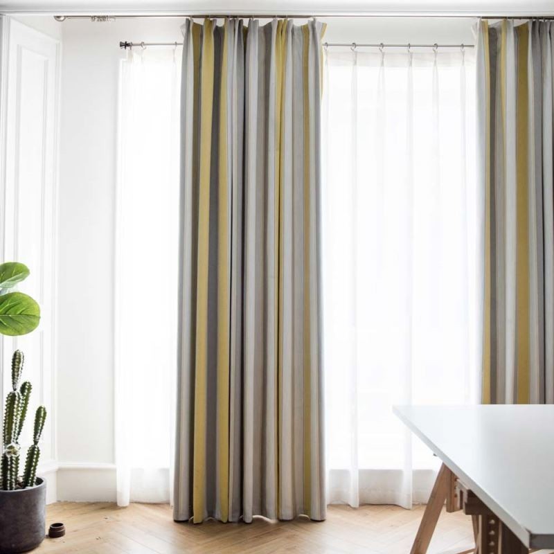 Nordisk Moderne Jacquard Gardin Skræddersyet Gardin Kontraststriber Stue Soveværelse Arbejdsværelse Stof