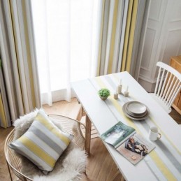Nordisk Moderne Jacquard Gardin Skræddersyet Gardin Kontraststriber Stue Soveværelse Arbejdsværelse Stof