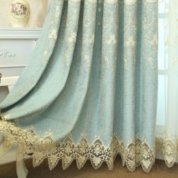 Chenille Broderigardin Skræddersyet Gardin Europæisk Stil Blomsterprint Til Stue/Soveværelse