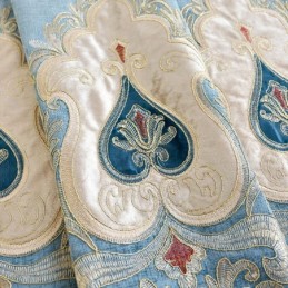 Mørklæggende Gardiner I Chenille Med Skræddersyet Mønster, Europæisk Blomsterbroderi Til Stue/Soveværelse