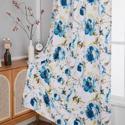 Mørklægningsgardiner Med Tryk, Blomstermotiver I Nordisk Stil Til Stue/Soveværelse