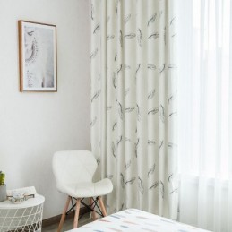 Mørklægningsgardiner Med Nordisk Fjerprint Til Stue/Soveværelse