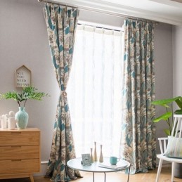 Nordiske Mørklægningsgardiner Med Bomuldsblomsterprint Til Stue/Soveværelse