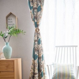 Nordiske Mørklægningsgardiner Med Bomuldsblomsterprint Til Stue/Soveværelse