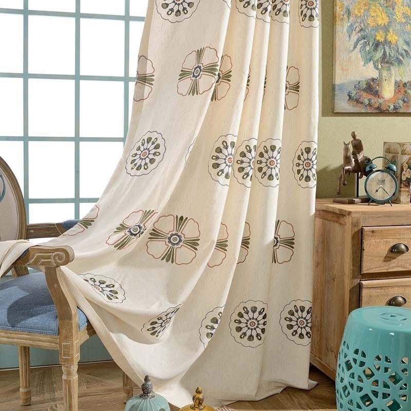 Nordisk Stil Mørklægningsgardiner Poly Bomuld Blomsterbroderet Til Stue Soveværelse