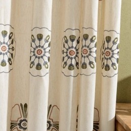 Nordisk Stil Mørklægningsgardiner Poly Bomuld Blomsterbroderet Til Stue Soveværelse