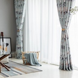 Nordiske Mørklægningsgardiner Med Blomsterprint Til Stue/Soveværelse