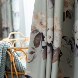 Nordiske Mørklægningsgardiner Med Blomsterprint Til Stue/Soveværelse