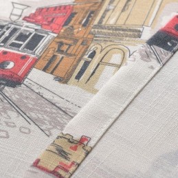 Nordiske Mørklægningsgardiner I Hør Med Urbant Print Til Stue Og Soveværelse