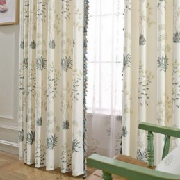 Retro Landligt Halvmørklæggende Gardin Skræddersyet Gardin Til Stue Med Blomsterprint