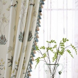 Retro Landligt Halvmørklæggende Gardin Skræddersyet Gardin Til Stue Med Blomsterprint