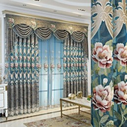 Europæisk Luksusgardin, Skræddersyet Gardin, Elegant Blomsterdesign, Broderi Til Stuen