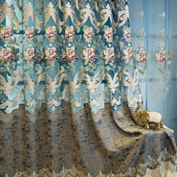 Europæisk Luksusgardin, Skræddersyet Gardin, Elegant Blomsterdesign, Broderi Til Stuen