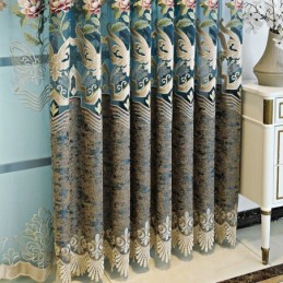 Europæisk Luksusgardin, Skræddersyet Gardin, Elegant Blomsterdesign, Broderi Til Stuen