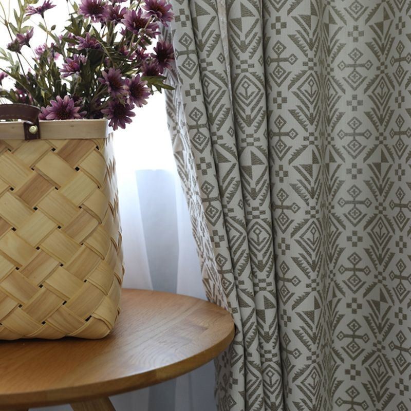 Luksuriøse Jacquard-Gardiner Geometriske Mørklægningsgardiner Til Stuen