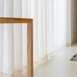 Stribede Jacquard Transparente Gardiner Ensfarvet Voile Tyl Til Stuen