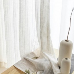 Stribede Jacquard Transparente Gardiner Ensfarvet Voile Tyl Til Stuen