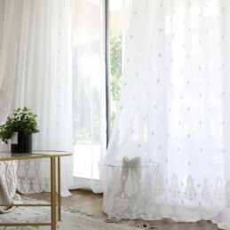 Åndbart, Transparent Gardin, Skræddersyet Gardin, Hvid, Alle Matchende, Broderet, Stue