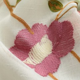 Moderne Minimalistisk Voilegardin Skræddersyet Gardinpanel Hørvindue Transparent Lyserødt Bladbroderi Et