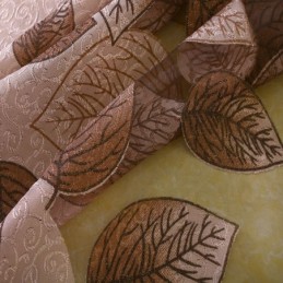 Minimalistisk Voile Gardin Skræddersyet Gardinpanel Forfriskende Blade Jacquard
