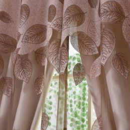 Minimalistisk Voile Gardin Skræddersyet Gardinpanel Forfriskende Blade Jacquard