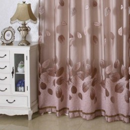 Minimalistisk Voile Gardin Skræddersyet Gardinpanel Forfriskende Blade Jacquard