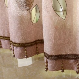 Minimalistisk Voile Gardin Skræddersyet Gardinpanel Forfriskende Blade Jacquard