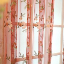 Pastoral Stil Transparent Gardin Skræddersyet Gardin Fresh Ventilate Broderi Stue
