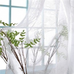 Japansk Stil Transparent Gardin Skræddersyet Gardin Enkel Skybroderi Vinduesbeklædning